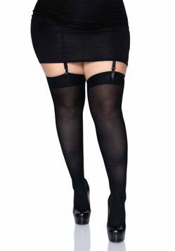 Плотные непрозрачные чулки Leg Avenue Nylon Thigh Highs Black, plus size SO7917 фото