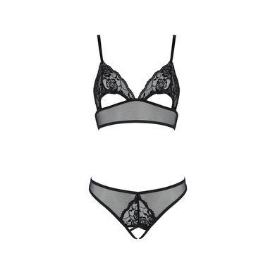 Комплект из браллета с ажурным лифом и открытыми трусиками Passion CHRISTA SET Open Bra S/M black SO5760 фото