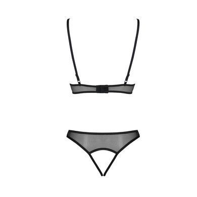 Комплект из браллета с ажурным лифом и открытыми трусиками Passion CHRISTA SET Open Bra S/M black SO5760 фото