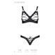Комплект из экокожи Passion CELINE BIKINI L/XL, black, открытый бра с лентами, стринги со шнуровкой SO6400 фото 5