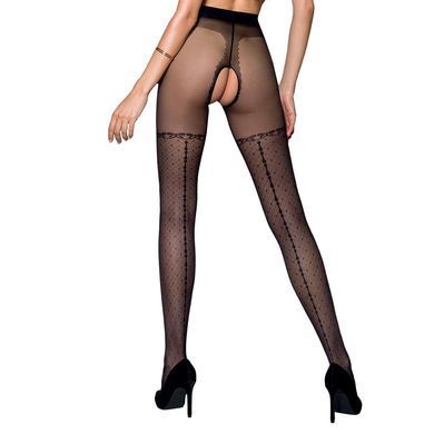 Колготки с открытым доступом, имитация чулок Passion TIOPEN 014 1/2 (20 den), black SO5822 фото