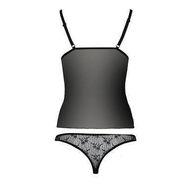 Комплект белья Passion MELISSA SET S/M, black, лиф-сорочка со шнуровкой и трусики EL15905 фото
