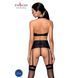 Комплект з еко-шкіри імітація шнурівки Passion NANCY SET XXL/XXXL black топ трусики пояс для панчіх SO5375 фото 2