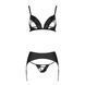 Комплект из эко-кожи Passion MILEY SET S/M, black, трусики, бюстгальтер, пояс для чулок SO5772 фото 3