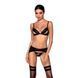 Комплект з екошкіри Passion MILEY SET XXL/XXXL, black, трусики, бюстгальтер, пояс для панчіх SO5773 фото 1