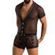 Комплект сетчатого мужского белья Passion 052 SET MICHAEL S/M black, рубашка, боксеры, заклепки SO7625 фото 1
