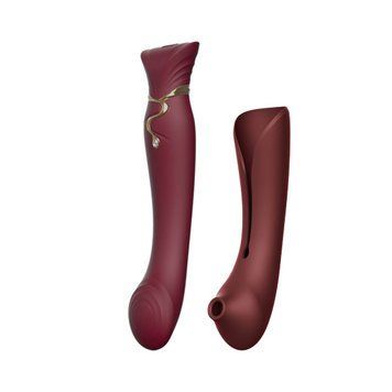 Смартвібратор 3в1 Zalo &mdash; Queen Wine Red, пульсівна перлина та вакуум, кристал Swarovski SO6662 фото