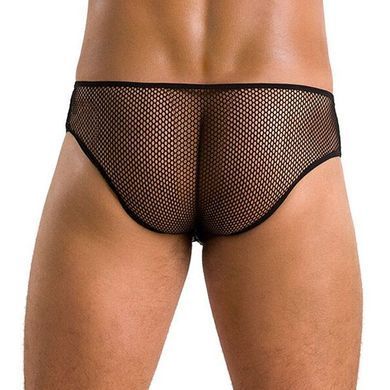 Мужские трусы со шнуровкой Passion 035 SLIP RICHARD L/XL Black, экокожа, сетка SO7576 фото