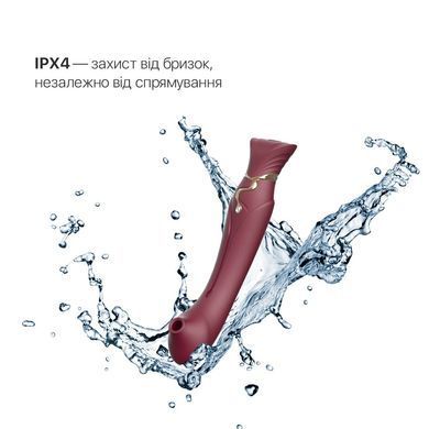 Смартвібратор 3в1 Zalo &mdash; Queen Wine Red, пульсівна перлина та вакуум, кристал Swarovski SO6662 фото