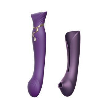 Смартвібратор 3в1 Zalo &mdash; Queen Twilight Purple, пульсівна перлина та вакуум, кристал Swarovski SO6664 фото