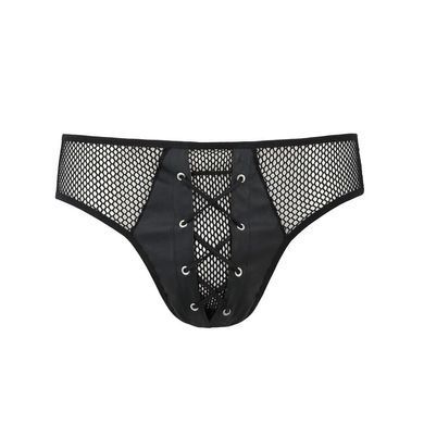 Чоловічі труси зі шнурівкою Passion 035 SLIP RICHARD XXL/XXXL Black, екошкіра, сітка SO7578 фото