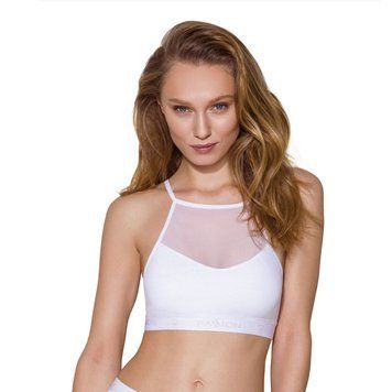 Спортивный топ с прозрачной вставкой Passion PS006 TOP M, white SO4244 фото