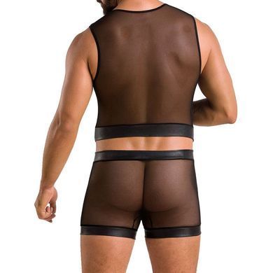 Комплект мужского белья на шнуровке Passion 053 SET WILLIAM XXL/XXXL Black, жилет, боксеры SO7629 фото