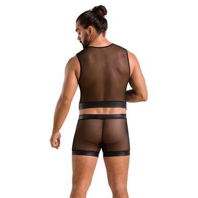 Комплект мужского белья на шнуровке Passion 053 SET WILLIAM XXL/XXXL Black, жилет, боксеры SO7629 фото