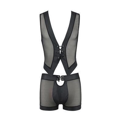 Комплект мужского белья на шнуровке Passion 053 SET WILLIAM XXL/XXXL Black, жилет, боксеры SO7629 фото