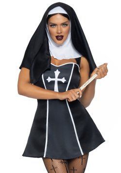 (SALE) Костюм черниці Leg Avenue Naughty Nun L, сукня, головний убір SO8552 фото