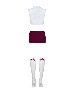 Эротический костюм студентки Obsessive Student 4 pcs costume S/M, топ, юбка, стринги, гольфы SO7731 фото