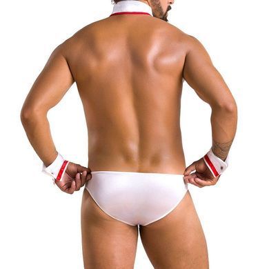 Комплект эротического мужского белья Passion 037 GREGORY L/XL White, трусы, воротник, манжеты SO7582 фото