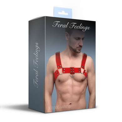 Мужская портупея на грудь Feral Feelings - Bulldog Harness Red Trasparent SO9306 фото