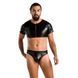 Комплект чоловічої білизни під латекс Passion 057 SET PETER XXL/XXXL Black, кроп-топ, стринги SO7635 фото 3