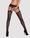 (SALE) Сітчасті панчохи-стокінги з квітковим малюнком Obsessive Garter stockings S207 S/M/L, чорні, імітаці SO7266 фото 1