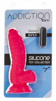 Ребристий фалоімітатор на присосці ADDICTION &mdash; Tom 7&Prime; Dildo With Balls &mdash; Pink, віброкуля в подарунок SO5585 фото