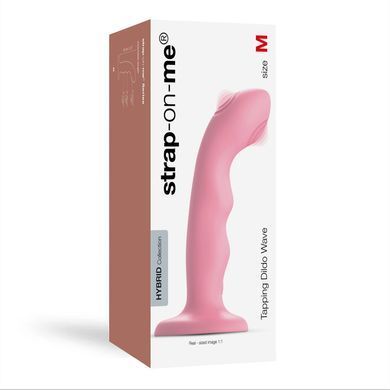 Насадка для страпона с двойной точечной пульсацией Strap-On-Me TAPPING DILDO WAVE &ndash; CORAL PINK, М SO9622 фото