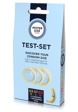Набір презервативів Mister Size test-set 53&ndash;57&ndash;60, 3 розміри + лінійка, товщина 0,05 мм SO8056 фото