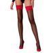 Чулки Passion ST120 3/4 black-red, на ажурной силиконовой резинке, изысканный декор и люрекс SO5789 фото 1