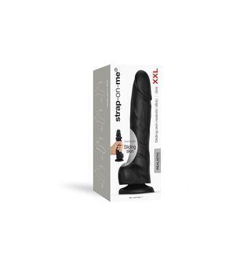 Реалистичный фаллоимитатор Strap-On-Me Sliding Skin Realistic Dildo Black XXL, эффект подвижной кожи SO6259 фото
