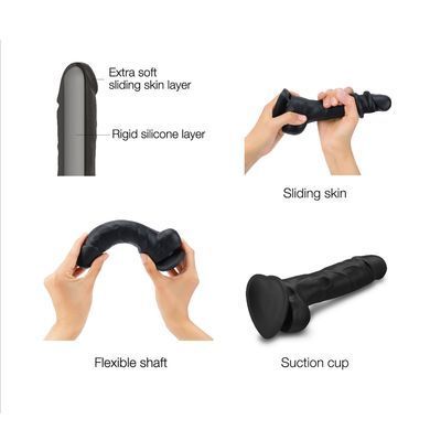 Реалистичный фаллоимитатор Strap-On-Me Sliding Skin Realistic Dildo Black XXL, эффект подвижной кожи SO6259 фото