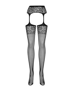 Сетчатые чулки-стокинги с имитацией гартеров Obsessive Garter stockings S500 S/M/L, черные, с доступ SO7273 фото