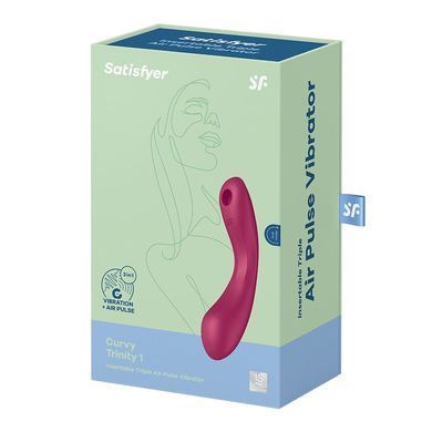 Вакуумный стимулятор с вибрацией Satisfyer Curvy Trinity 1 Red, игрушка 3в1 SO8407 фото