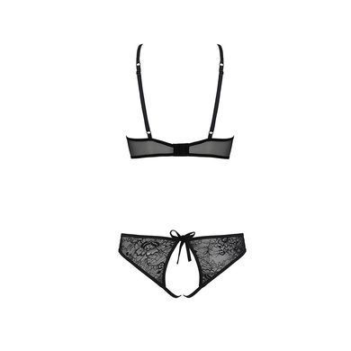Комплект: бра, трусики с ажурным декором и открытым шагом Passion URSULA SET S/M, black SO5842 фото