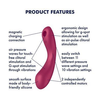 Вакуумный стимулятор с вибрацией Satisfyer Curvy Trinity 1 Red, игрушка 3в1 SO8407 фото