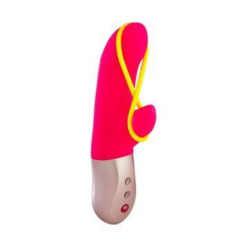 Мини вибратор-кролик со стимулирующей лентой Fun Factory AMORINO pink/neon yellow, лента съемная SX0946 фото