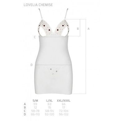 Сорочка з вирізами на грудях, стрінги Passion LOVELIA CHEMISE S/M, white SO4763 фото