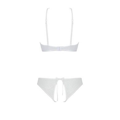 Комплект із бра, трусиків з ажурним декором та відкритим кроком Passion URSULA SET XXL/XXXL, white SO5846 фото