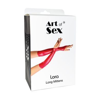 Виниловые миттинки Art of Sex - Lora длинные, размер M, цвет красный SO7478 фото