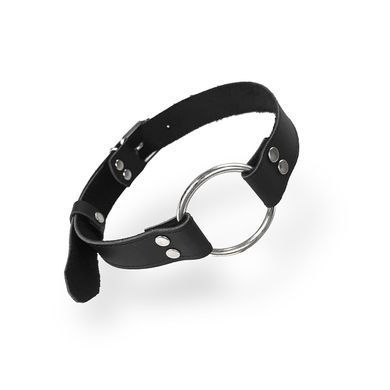 Кляп металеве кільце на ременях Art of Sex &ndash; Gag Ring Metal, чорний, натуральна шкіра SO6790 фото