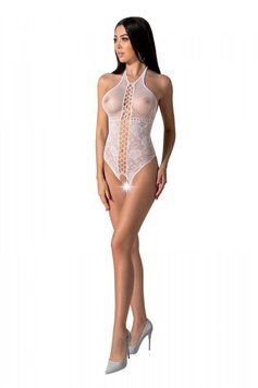 Бодистокинг с имитацией корсетной шнуровки Passion BS094 One Size, white, цветочный узор, с доступом SO8925 фото