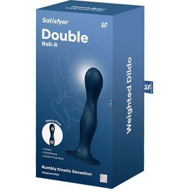 Дилдо Satisfyer Double Ball-R Dark Blue, унісекс, рухомі кульки всередині, на присосці SO8773 фото