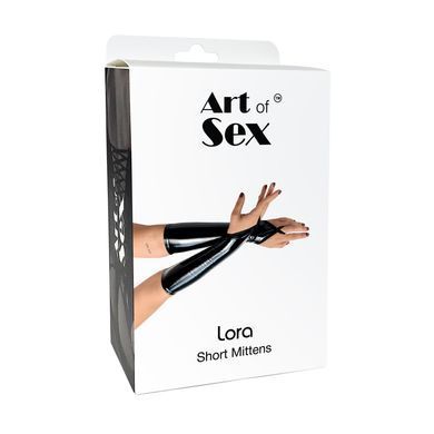 Виниловые миттинки Art of Sex - Lora короткие, размер L, цвет черный SO7363 фото