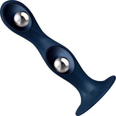 Дилдо Satisfyer Double Ball-R Dark Blue, унісекс, рухомі кульки всередині, на присосці SO8773 фото