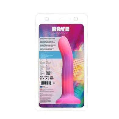 Светящийся в темноте фаллоимитатор ADDICTION Rave 8&Prime; Glow in the Dark Dildo Pink Purple, 20,3 см SO6850 фото