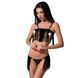 Комплект белья Passion Exclusive KASSANDRA SET OpenBra S/M, black, лиф из бахромы, трусики-юбка PS26302 фото 1