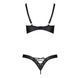 Комплект из экокожи Passion CELINE BIKINI 4XL/5XL black, открытый бра, стринги со шнуровкой SO7057 фото 4
