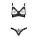 Комплект из экокожи Passion CELINE BIKINI 4XL/5XL black, открытый бра, стринги со шнуровкой SO7057 фото 3
