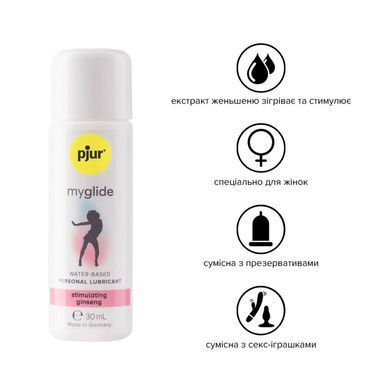 Возбуждающая смазка на водной основе pjur my glide 30 мл, с женьшенем, согревает PJ10550 фото