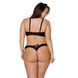 Комплект из экокожи Passion CELINE BIKINI 6XL/7XL black, открытый бра, стринги со шнуровкой SO7058 фото 2